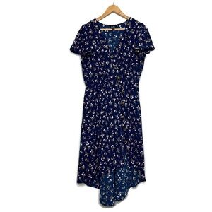 By & By Navy Floral Button Down Dress Women’s Size XL